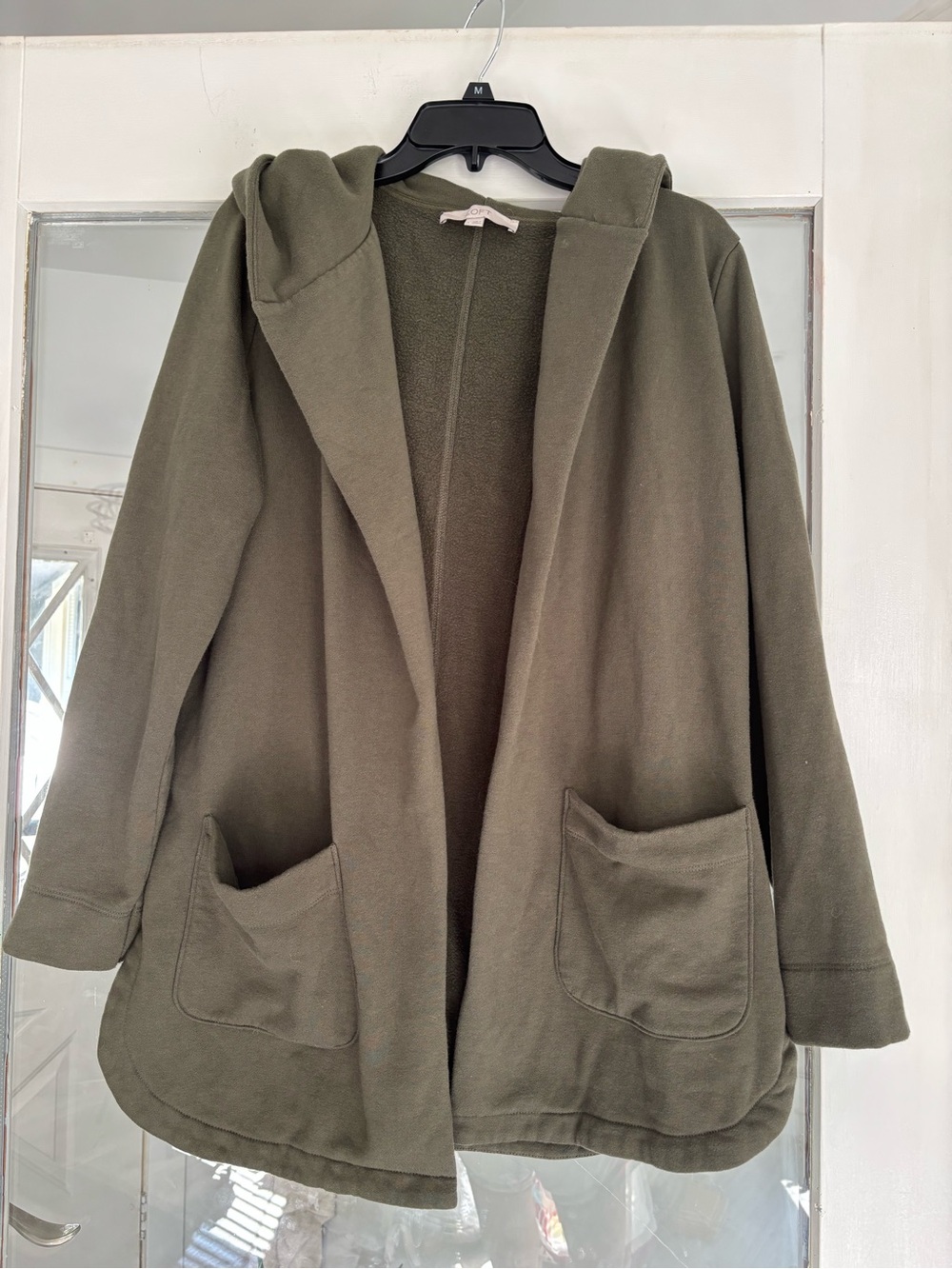 LOFT Olive Green Hoodie Cardigan/Sweatshirt Jacket with Front Pockets